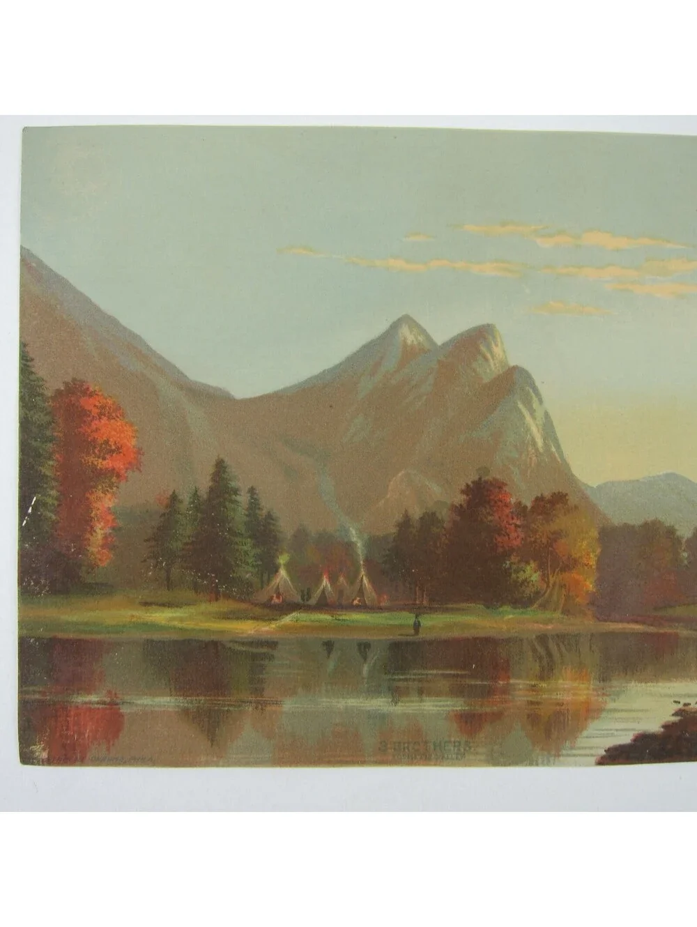 Chromolithograph Print 3 Brothers Rock Yosemite Valley California Antique 1871